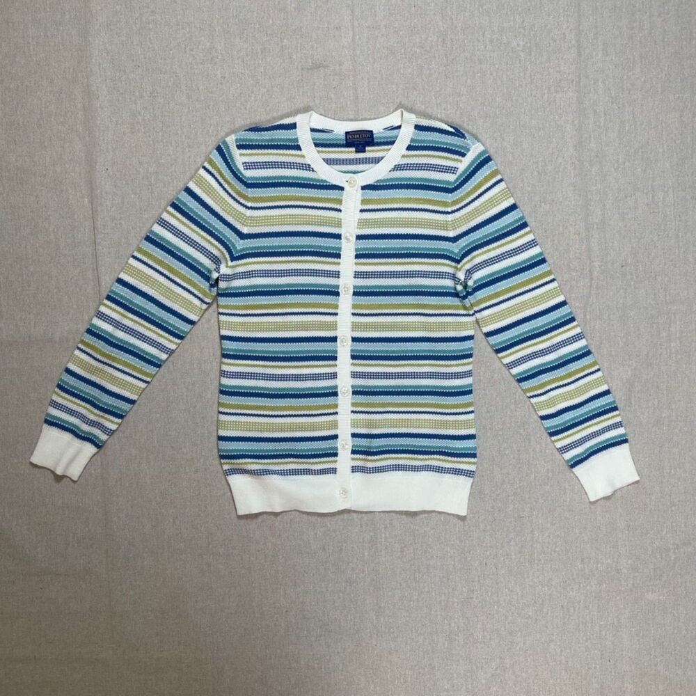 Pendleton | Striped Cotton Blend Sweater | Petite Medium